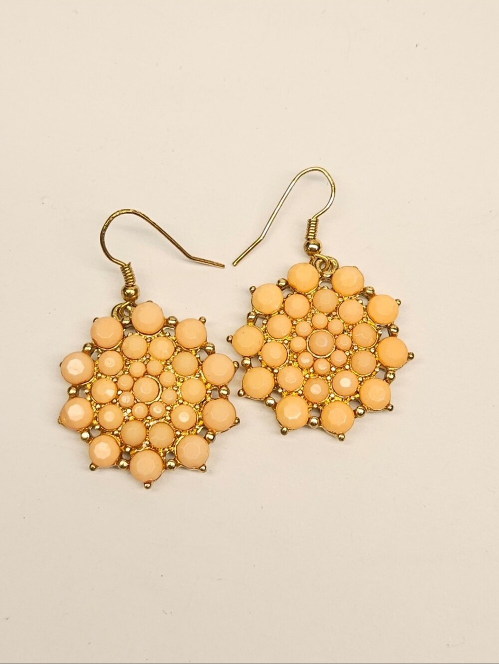 Gold-Tone Peach Cluster Drop Earrings - Women Jewelry